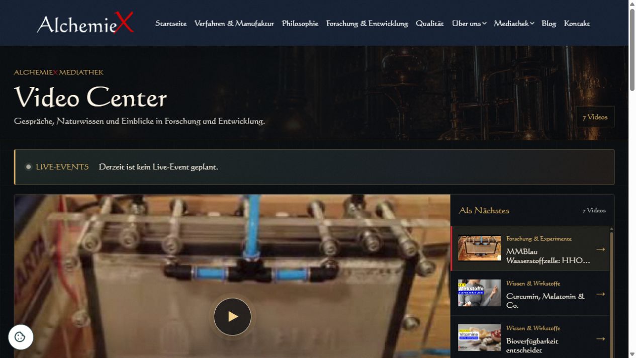 AlchemieX – Vorschau des individuellen Video Centers