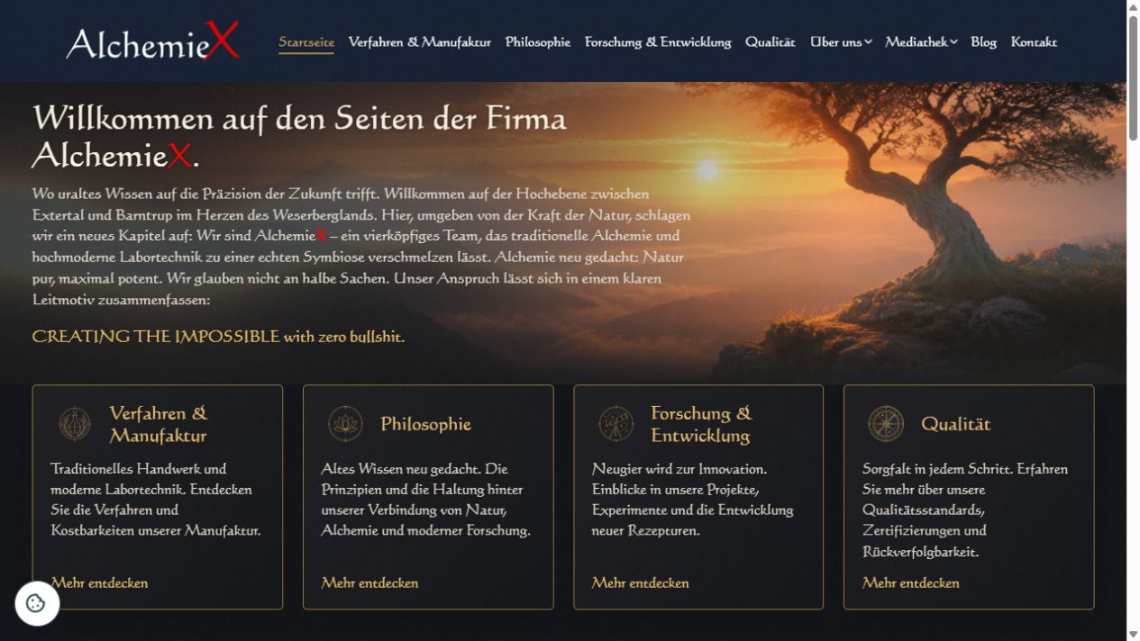 Vorschau des neuen AlchemieX-Webauftritts